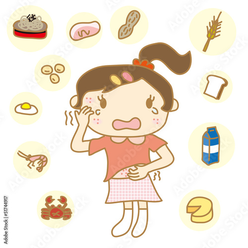 Vector: 食物アレルギー 女の子 食物アレルギー 女の子