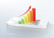 smartphone  with bar chart.
