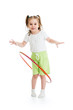 kid girl having fun with  hoop isolated