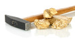 Golden nuggets with hummer isolated on white