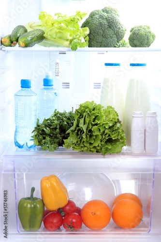 Photo: Open refrigerator with vegetarian food Open refrigerator with vegetarian food