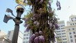 Wisteria Vine with Blooming Flowers with Weather Vane Breezy Day