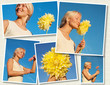 Photo: Several images of young attractive woman and flowers Several images of young attractive woman and flowers
