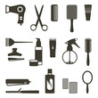 Hairdressing related objects silhouette set