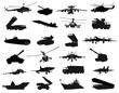 Detailed weapon silhouettes set. Vector