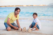 Father and son at beach