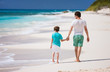 Father and son at beach