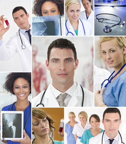 Photo: Montage of Medical Team Nurses & Doctor Montage of Medical Team Nurses & Doctor