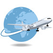 Avión volando alrededor del mundo