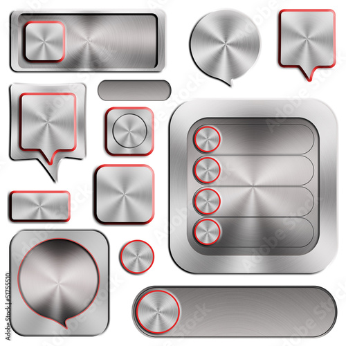 Photo: Set of modern aluminum buttons Set of modern aluminum buttons