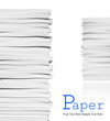Photo: Close up of stack of papers on white background Close up of stack of papers on white background