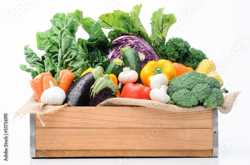Photo: Crate of seasonal fresh vegetables from farmers market Crate of seasonal fresh vegetables from farmers market