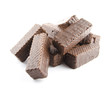 Chocolate covered Wafer biscuit on white background