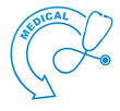 médical sur symbole bleu