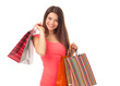 Happy brunette with shopping bags