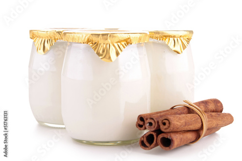 Photo: isolated yoghurt and cinnamon isolated yoghurt and cinnamon