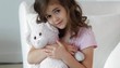 Caucasian girl holding bear