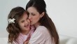 Caucasian girl running to mother