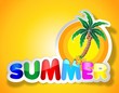 Colorful Summer Sticker-Adesivo Estate con Palma-Vector