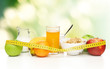 healthy breakfast and measuring tape