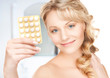 young woman with pills