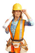 Content beautiful female construction worker