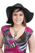 young woman with hat