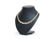 beautiful golden necklace on mannequin isolated on white