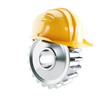 Illustration: machine gear construction helmet on a white background machine gear construction helmet on a white background