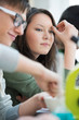 High School students. Group of students working at chemistry cla