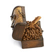 coffee beans and cinnamon sticks inside a  chest