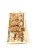 Gold ornaments and dollars