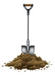 shovel tool for gardening work in ground isolated on white