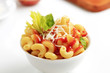 Macaroni with,tomato sauce and cheese