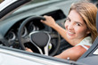 Female driver in a car