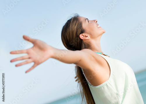 Photo: Happy woman with open arms Happy woman with open arms