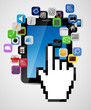 Universal design Tablet with mouse hand cursor and app icons v