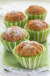 Muffins with strawberries and bananas.