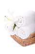 Foto: Beautiful lilly on towels rolls Beautiful lilly on towels rolls