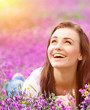 Photo: Beautiful woman on floral field Beautiful woman on floral field