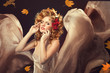 Autumn Woman Fashion Portrait. Fall. Beautiful Girl.