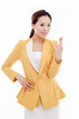 Young Asian business woman showing lucky sign