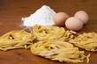 Home-made pasta and ingredients