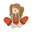 romantic girl, is sitting barefoot