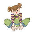romantic girl, is sitting barefoot