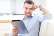 Man using digital tablet