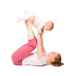 mother and baby gymnastics, yoga exercises isolated