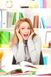 Portrait of teacher woman working in classroom