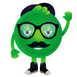 Vector funny monster with mustache and glasses