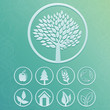 Vektor: Vector round labels with tree and nature icons Vector round labels with tree and nature icons